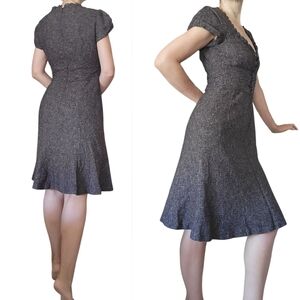 Nanette Lepore Daydream tweed fitted dress short sleeve midi sz.6